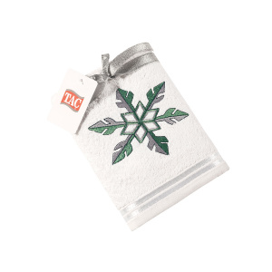 TAC Подарочное полотенце махровое NEW YEAR 50x90, SILVER SNOWFLAKE белое