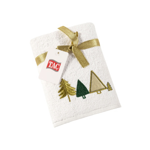 TAC Подарочное полотенце махровое NEW YEAR 50x90, CHRISTMAS TREES белое